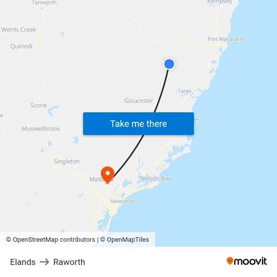 Elands to Raworth map