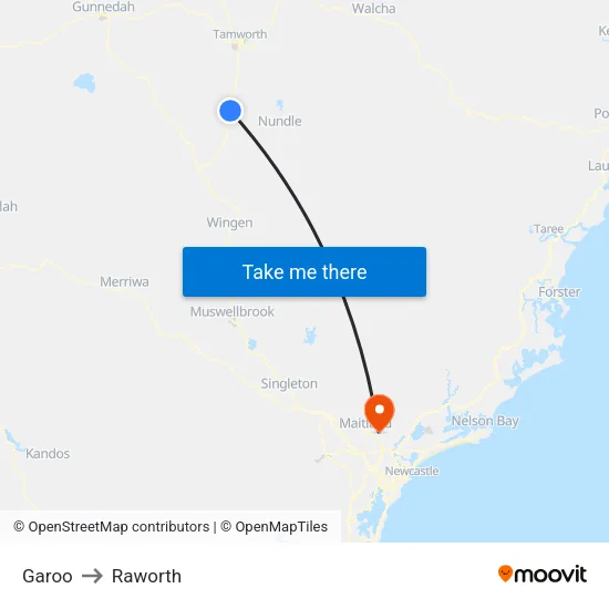 Garoo to Raworth map