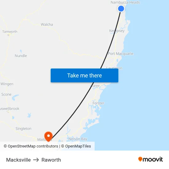 Macksville to Raworth map