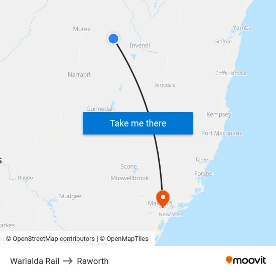 Warialda Rail to Raworth map