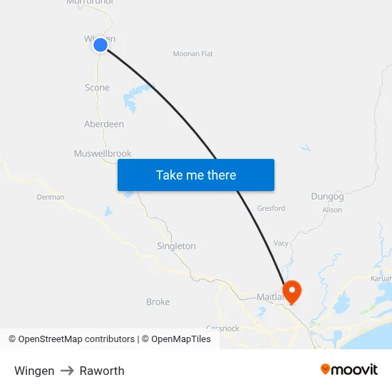 Wingen to Raworth map