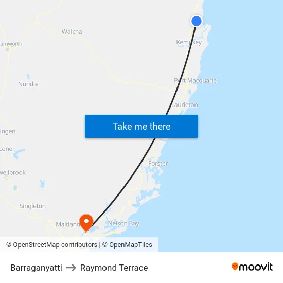 Barraganyatti to Raymond Terrace map