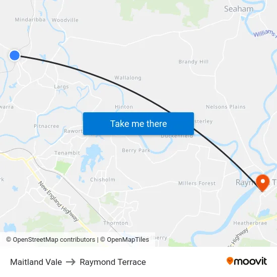 Maitland Vale to Raymond Terrace map