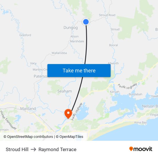 Stroud Hill to Raymond Terrace map