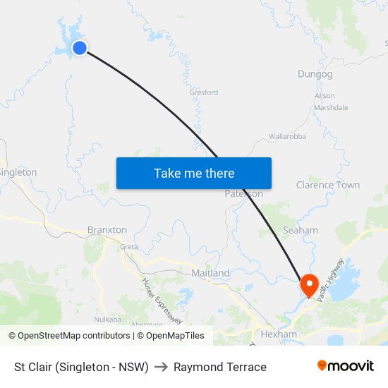 St Clair (Singleton - NSW) to Raymond Terrace map