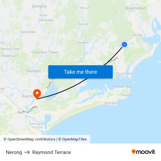 Nerong to Raymond Terrace map
