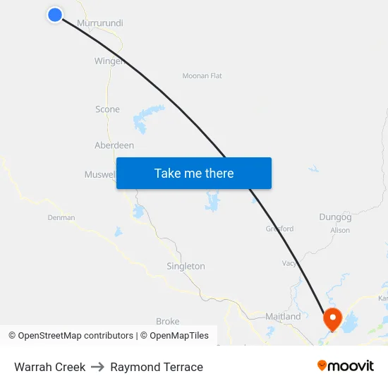 Warrah Creek to Raymond Terrace map