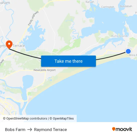 Bobs Farm to Raymond Terrace map