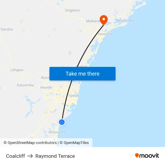 Coalcliff to Raymond Terrace map