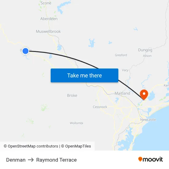 Denman to Raymond Terrace map