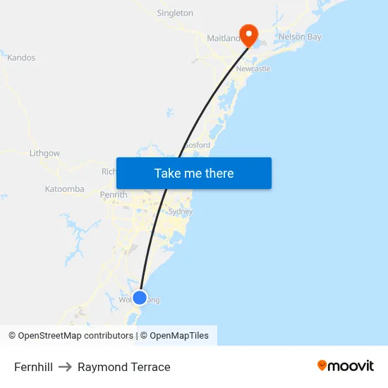 Fernhill to Raymond Terrace map