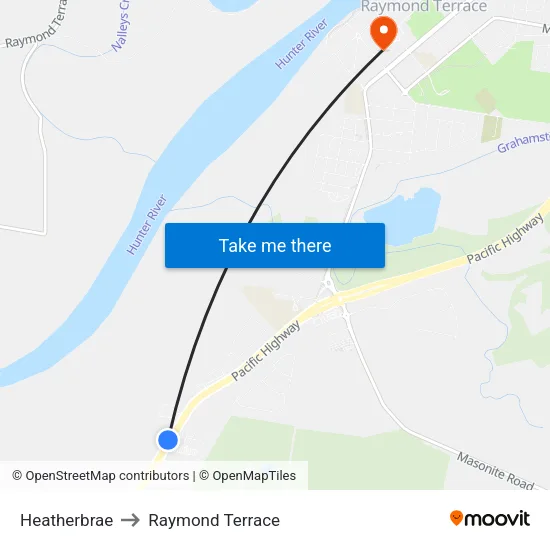 Heatherbrae to Raymond Terrace map
