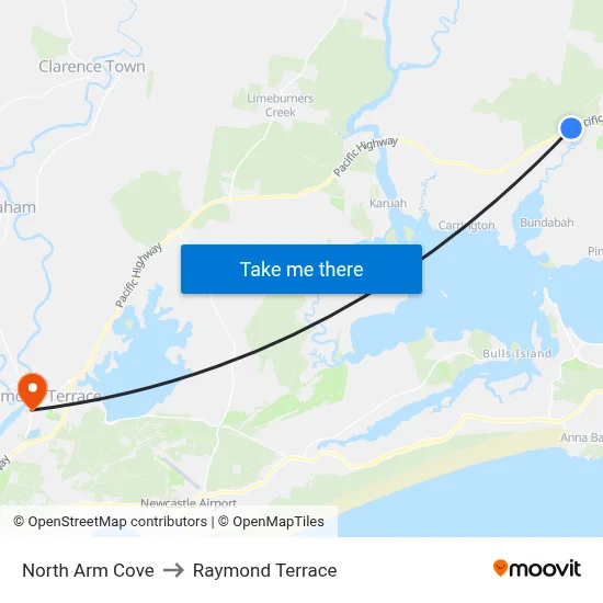 North Arm Cove to Raymond Terrace map