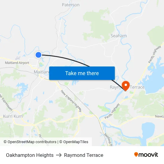 Oakhampton Heights to Raymond Terrace map
