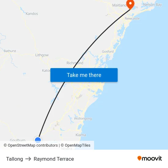 Tallong to Raymond Terrace map
