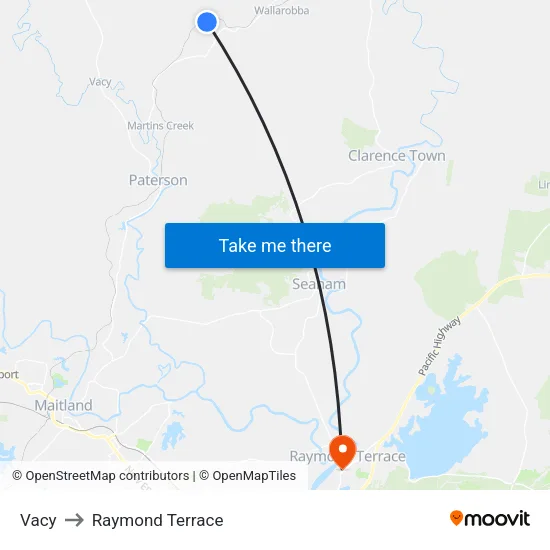 Vacy to Raymond Terrace map