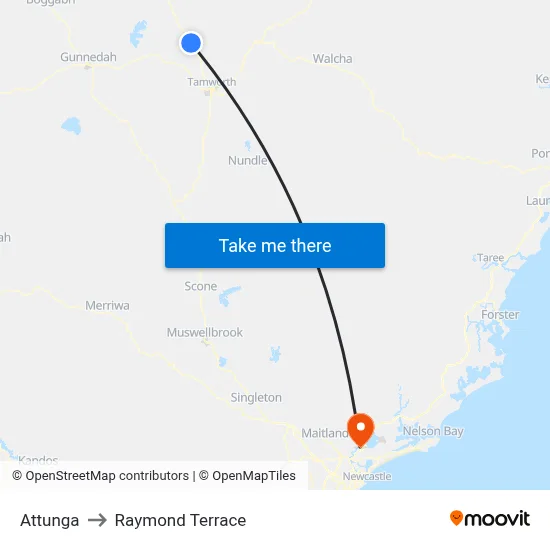 Attunga to Raymond Terrace map