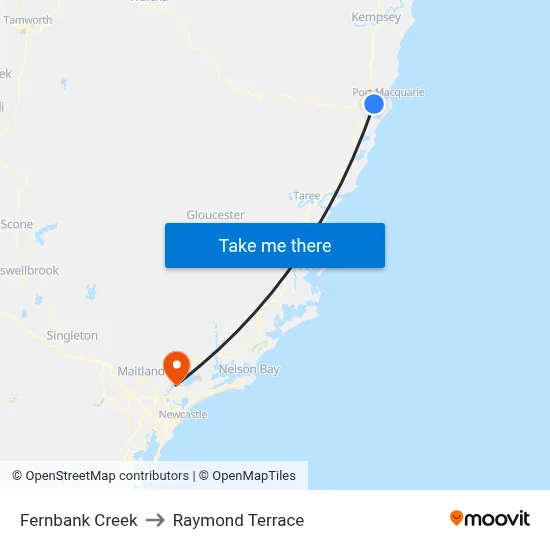 Fernbank Creek to Raymond Terrace map