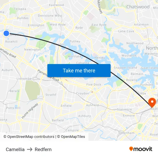 Camellia to Redfern map