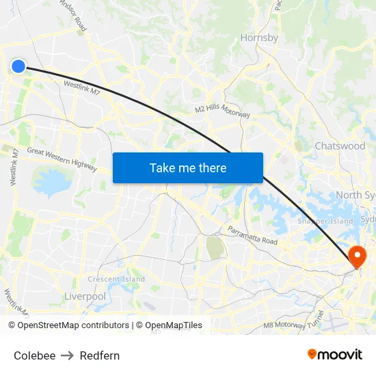 Colebee to Redfern map