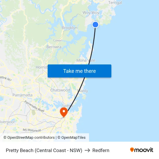 Pretty Beach (Central Coast - NSW) to Redfern map