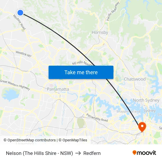 Nelson (The Hills Shire - NSW) to Redfern map