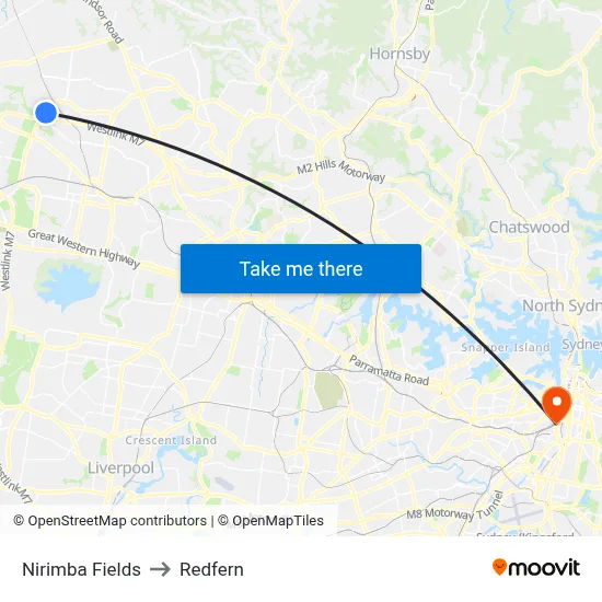 Nirimba Fields to Redfern map