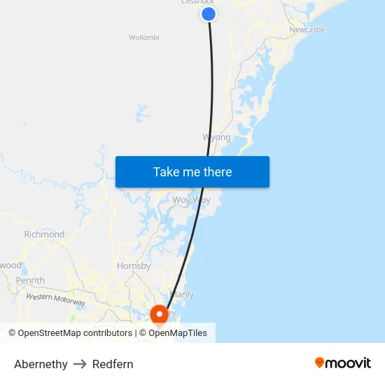 Abernethy to Redfern map