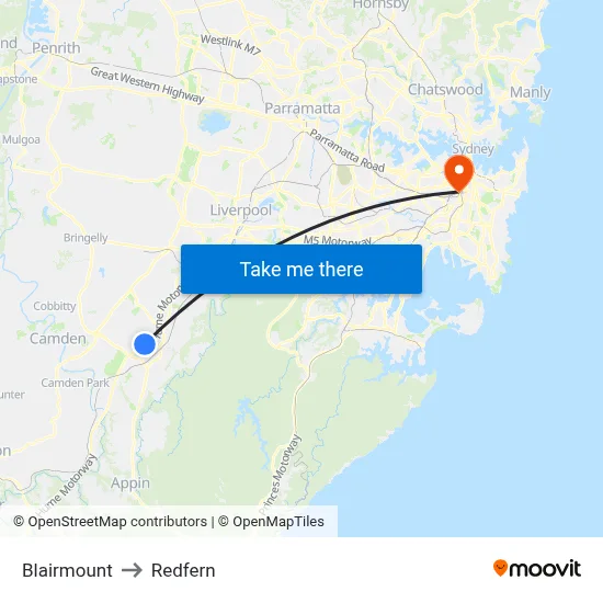 Blairmount to Redfern map