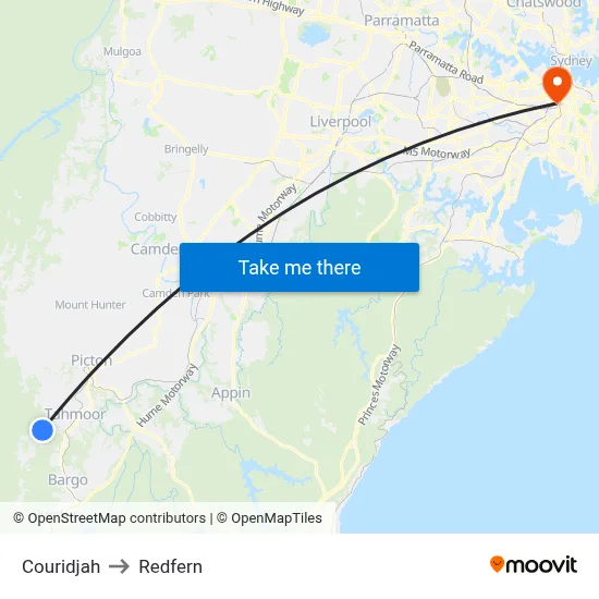 Couridjah to Redfern map
