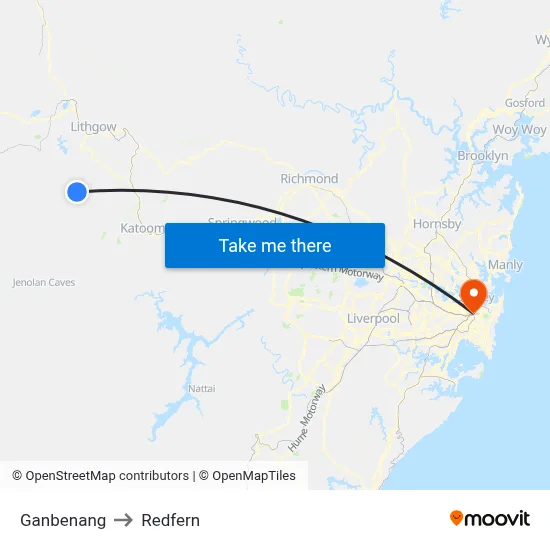 Ganbenang to Redfern map