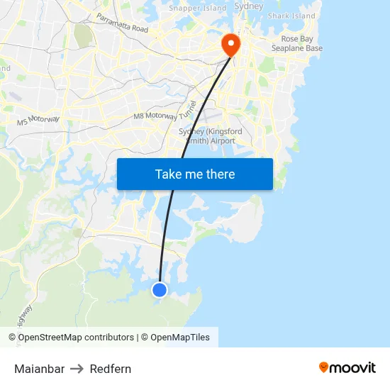 Maianbar to Redfern map
