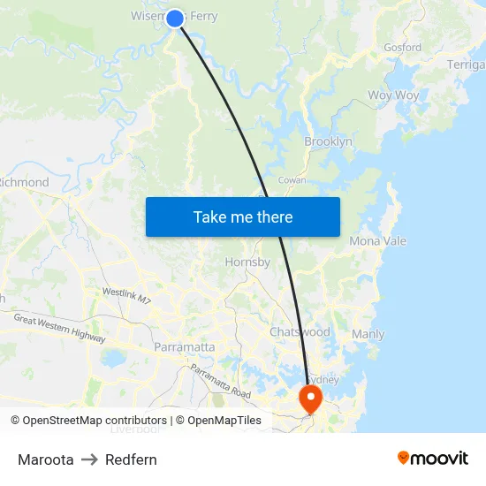 Maroota to Redfern map