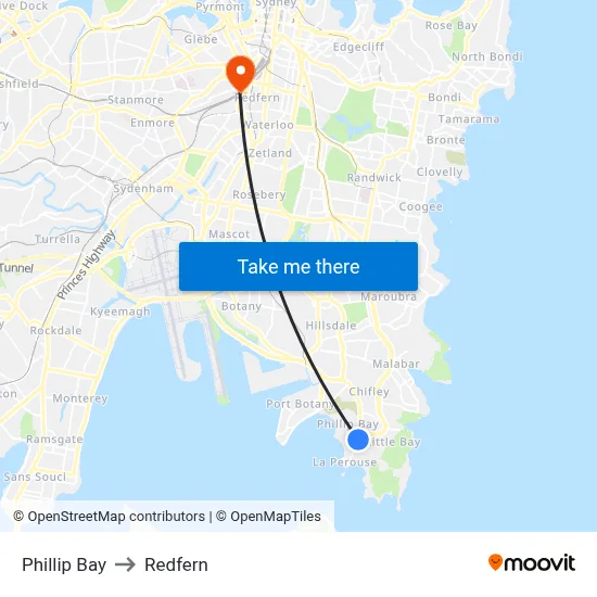 Phillip Bay to Redfern map