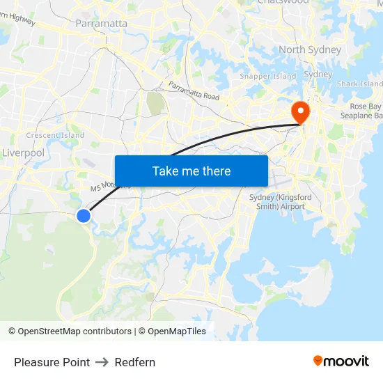 Pleasure Point to Redfern map