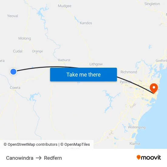 Canowindra to Redfern map