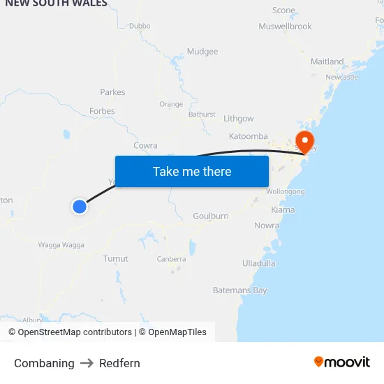 Combaning to Redfern map