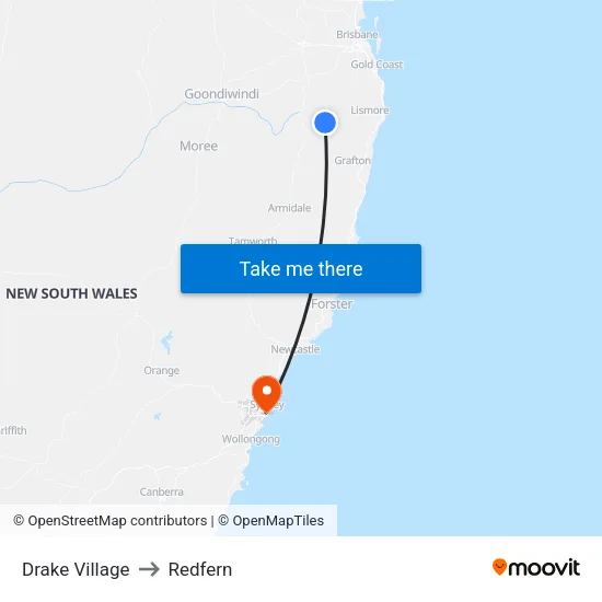 Drake Village to Redfern map