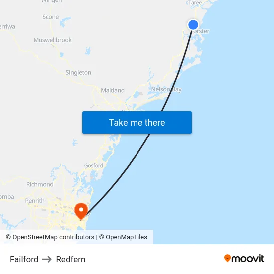 Failford to Redfern map