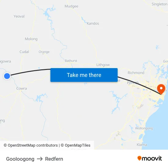 Gooloogong to Redfern map