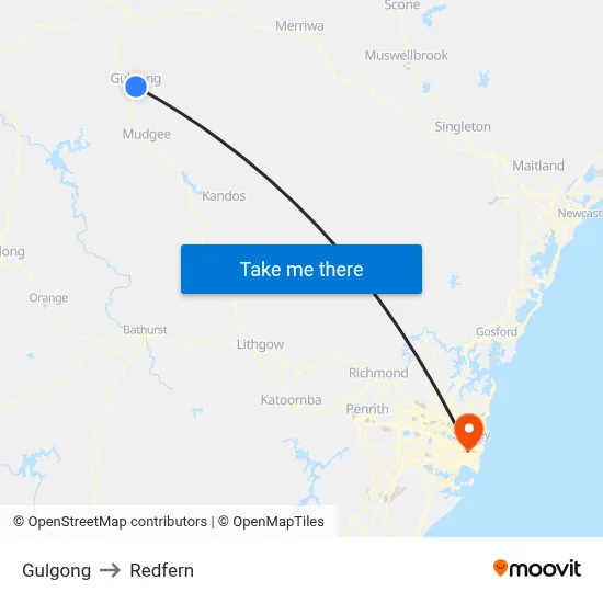 Gulgong to Redfern map