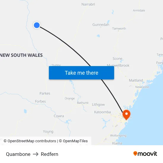 Quambone to Redfern map