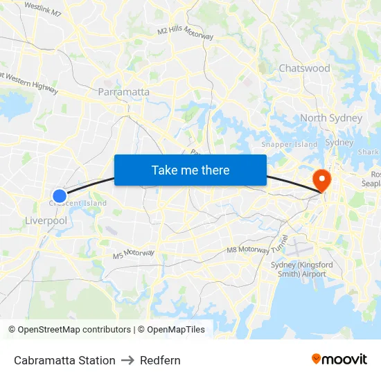Cabramatta Station to Redfern map