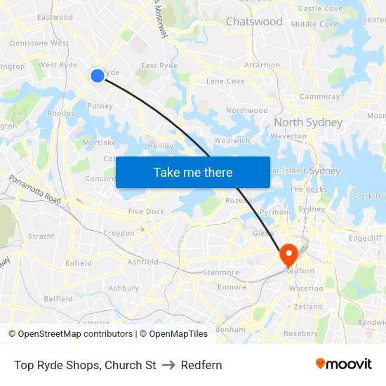 Top Ryde Shops, Church St to Redfern map
