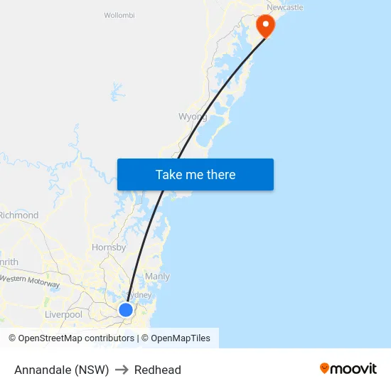 Annandale (NSW) to Redhead map