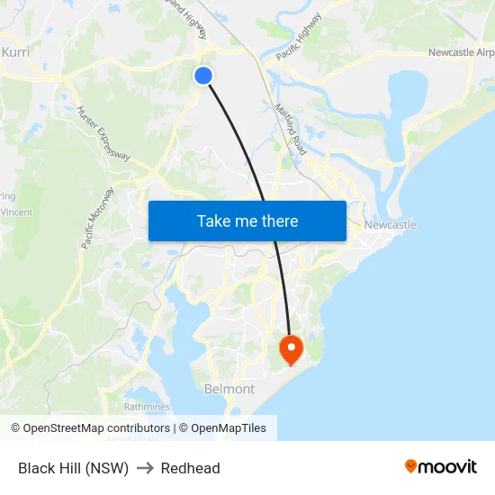 Black Hill (NSW) to Redhead map