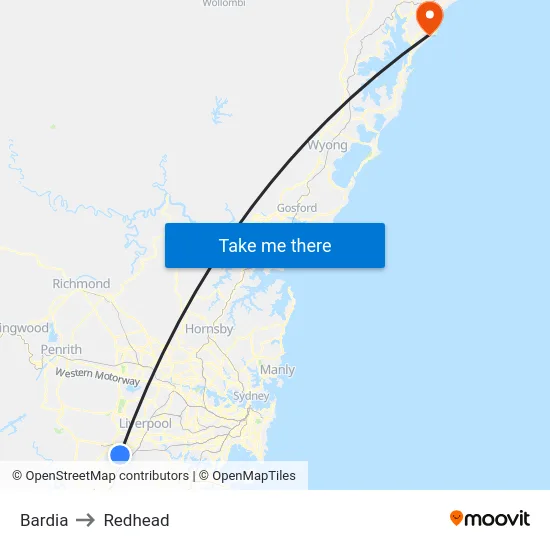 Bardia to Redhead map