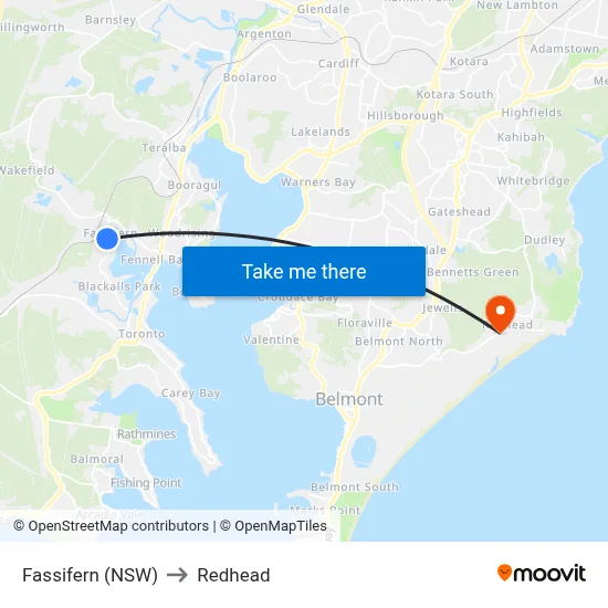 Fassifern (NSW) to Redhead map