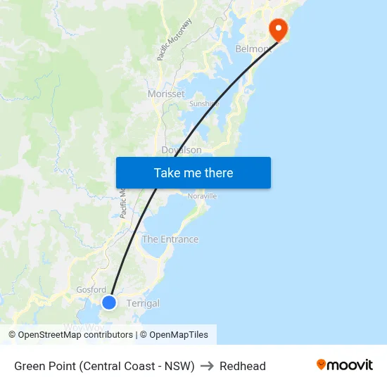Green Point (Central Coast - NSW) to Redhead map