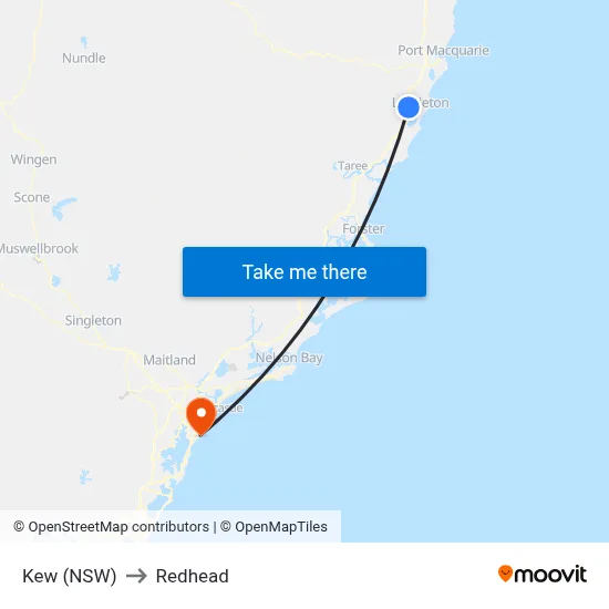 Kew (NSW) to Redhead map